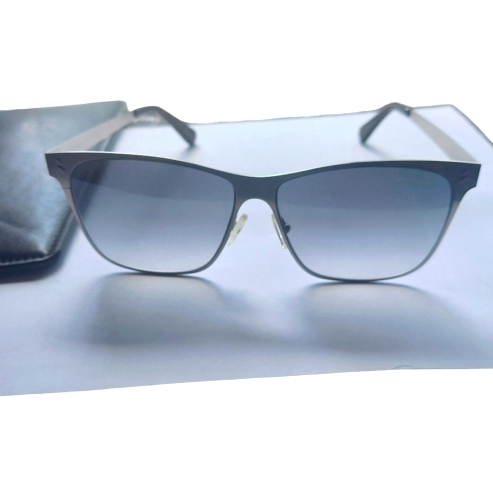 Womens Stella McCartney Gray Gradient Brushed Silver Aviator Sunglasses
